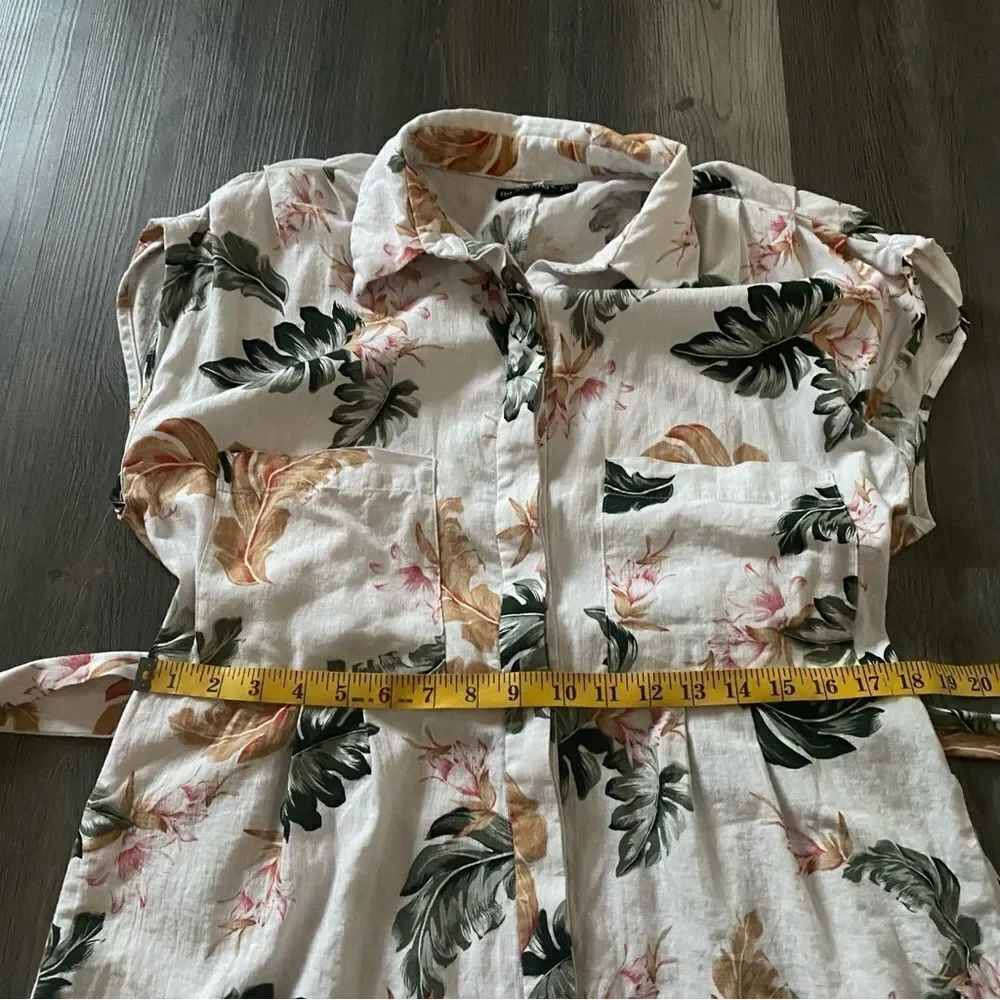 Blank NYC Garden Party Romper Floral Button Front Medium Linen Viscose - Picture 5 of 12